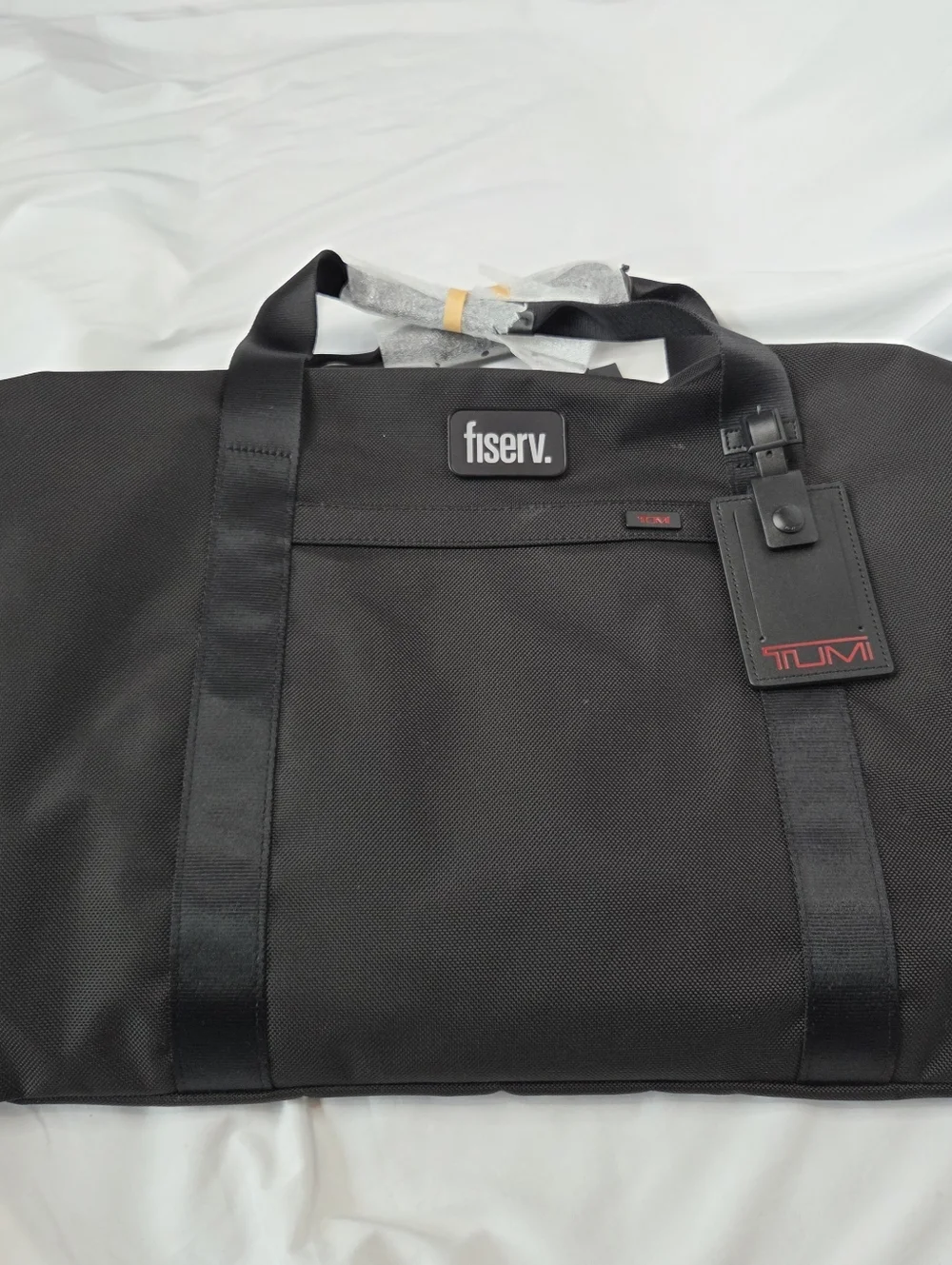 Tumi Black Travel Satchel Tote with Fiserv Badge New